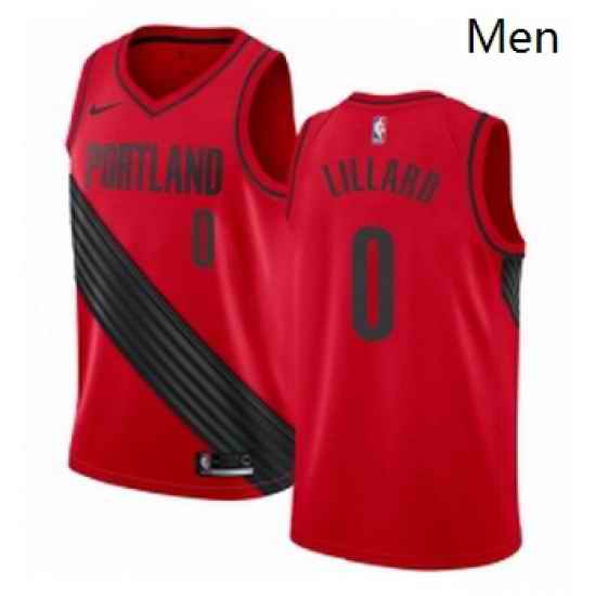 Mens Nike Portland Trail Blazers 0 Damian Lillard Swingman Red Alternate NBA Jersey Statement Edition